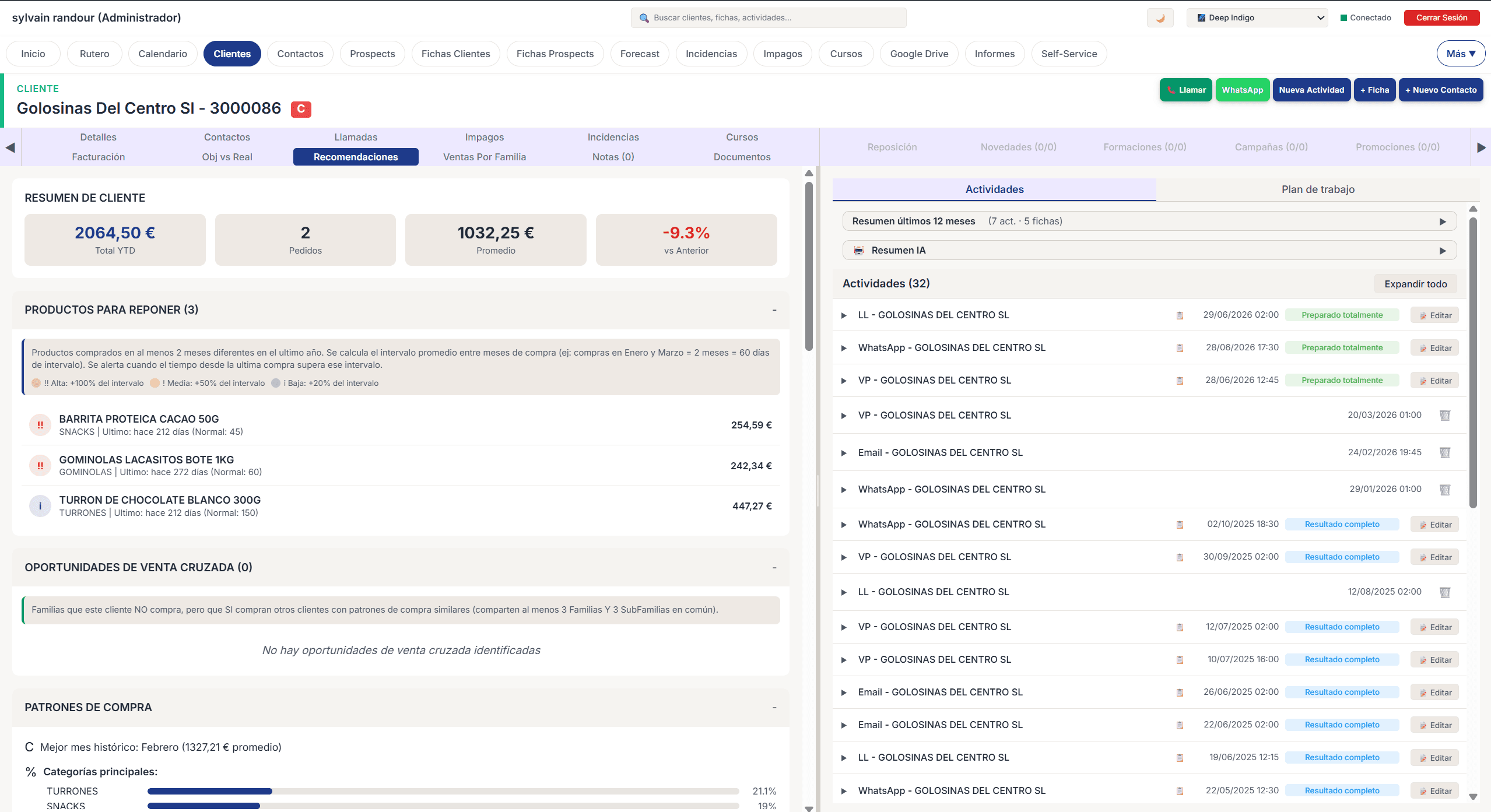 Tu comercial sabe exactamente qué recomendar antes de entrar al cliente. Menos improvisación, más ventas.